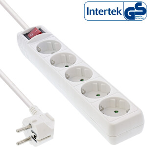 InLine® Power Strip Type F German 5 Port with Switch + Child Safety Lock white 1.5m
