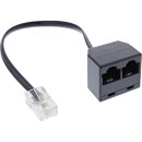 InLine® ISDN Splitter 1x RJ45 male to 2x RJ45 female, 8P4C with 15cm cable, without Resistors