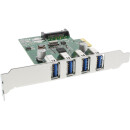InLine® USB 3.0 4 Port Host Controller PCIe incl. Low Profile Bracket and 4 Pin Aux. Power