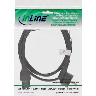 InLine® Netzkabel, Schutzkontakt gewinkelt auf Warmgerätestecker C15 gerade, schwarz, 1,8m