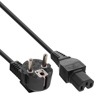 InLine® Power Cable Type F German angled to C15 straight 1.8m black