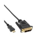 InLine® Mini-HDMI zu DVI Kabel, HDMI Stecker C zu DVI 18+1, verg. Kontakte, schwarz, 1,5m