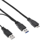 InLine® USB 3.0 Y-Cable 2x Type A male to Micro B...