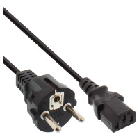 InLine® Power Cable Type F German straight to 3 Pin IEC C13 black 1m