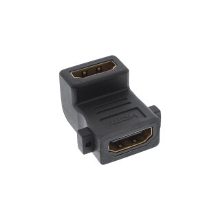InLine® HDMI Adapter zum Einbau mit Gewinde, HDMI A Buchse/Buchse, gewinkelt, 4K2K kompatibel, vergoldete Kontakte