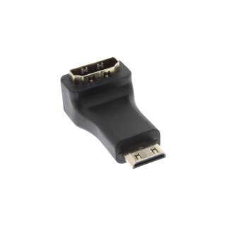 InLine® HDMI Adapter, HDMI A Buchse auf Mini HDMI C Stecker, gewinkelt, 4K2K kompatibel, vergoldete Kontakte