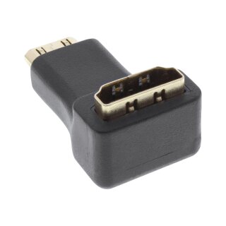 InLine® HDMI Adapter, HDMI A Buchse auf Mini HDMI C Stecker, gewinkelt, 4K2K kompatibel, vergoldete Kontakte