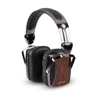 InLine® woodon-ear, wooden On-Ear Headset mit Kabelmikrofon und Funktionstaste, Walnuß