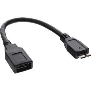 InLine® Micro-USB 3.0 OTG Adapterkabel, Micro-B Stecker an USB A Buchse, 0,15m