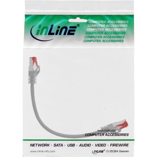 InLine® Patchkabel, S/FTP (PiMf), Cat.6, 250MHz, PVC, CCA, grau, 0,25m