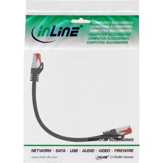 InLine® Patchkabel, S/FTP (PiMf), Cat.6, 250MHz, PVC, CCA, schwarz, 0,25m
