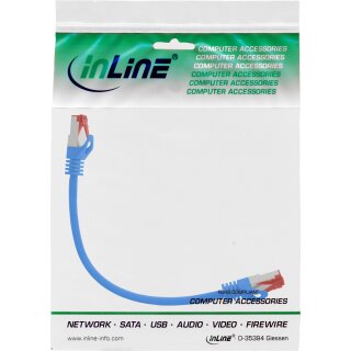 InLine® Patchkabel, S/FTP (PiMf), Cat.6, 250MHz, PVC, CCA, blau, 0,25m