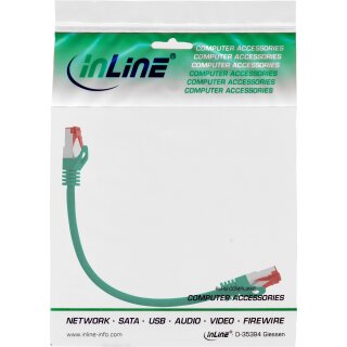 InLine® Patchkabel, S/FTP (PiMf), Cat.6, 250MHz, PVC, CCA, grün, 0,3m