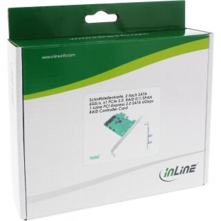 InLine® Schnittstellenkarte, 2-fach SATA 6Gb/s, x1 PCIe 2.0, RAID 0/1/SPAN, mit Low-Profile Slotblech