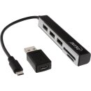 InLine® USB OTG Cardreader & 3 Port USB 2.0 Hub for SDXC & microSD + adapter