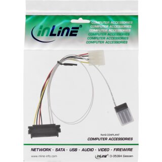 InLine® SAS Anschlusskabel, Mini-SAS SFF-8087 an 1x SAS SFF-8482 + Strom, einzene SAS HDD an Controller, 0,5m