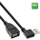 InLine® USB 2.0 Smart Cable angled + reversible Type A male to female black 1m