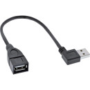 InLine® USB 2.0 Smart Cable angled + reversible Type A male to female black 0.2m