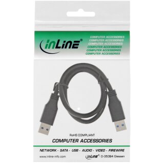 InLine USB 3.0 Kabel, A an A, schwarz, 0,5m