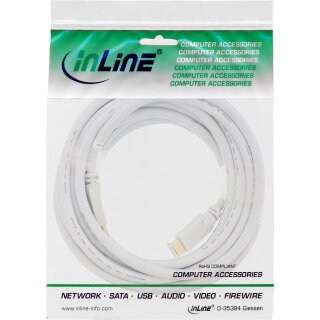 InLine® HDMI Kabel, HDMI-High Speed mit Ethernet, Premium, 4K2K, Stecker / Stecker, weiß / gold, 10m