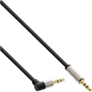 InLine® Slim Audio Kabel Klinke 3,5mm ST/ST, gewinkelt, Stereo, 1m