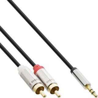 InLine® Slim Audio Kabel Klinke 3,5mm ST an 2x Cinch ST, 1m