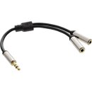 InLine® Slim Audio Y-Cable 3.5mm male to 2x female 0.15m