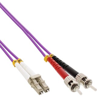 InLine® LWL Duplex Kabel, LC/ST, 50/125µm, OM4, 0,5m
