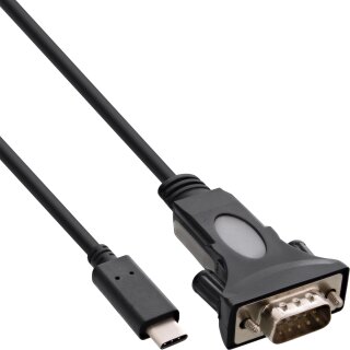 InLine® USB Typ C zu Seriell Adapterkabel, Stecker C an 9pol Sub D Stecker, mit mit 9-25pol Adapter, 1,8m