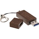 InLine® USB 3.0 Flash drive 8GB, woodline walnut, with Keychain
