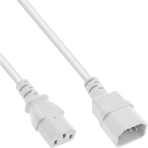 Inline® Power cable, 3pin IEC M/F, white, 1m