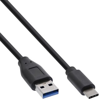 InLine® USB 3.2 Kabel, Typ C Stecker an A Stecker, schwarz, 0,5m