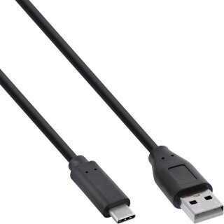 InLine USB 2.0 Kabel, USB-C Stecker an A Stecker, schwarz, 0,5m