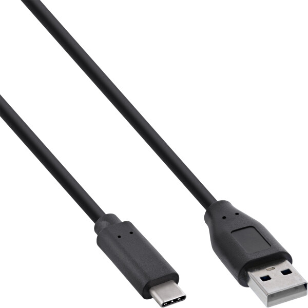 InLine® USB 2.0 Cable, Type C male to A male, black, 0.5m