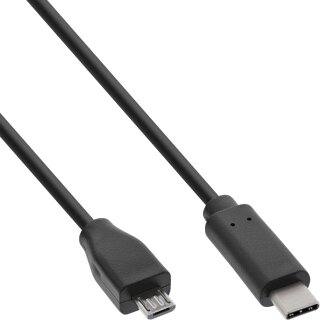 InLine® USB 2.0 Cable, Type C male to Micro-B male, black, 0.5m