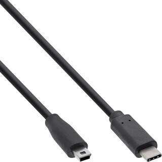 InLine USB 2.0 Cable, Type C male to Mini-B male (5pin), black, 0.5m