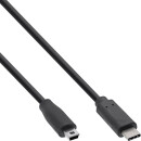 InLine¨ USB 2.0 Kabel, USB-C Stecker an Mini-B Stecker (5pol.), schwarz, 1m