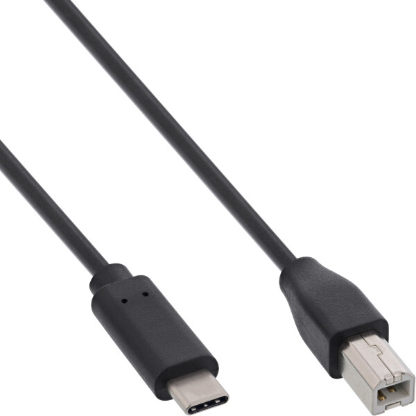 InLine® USB 2.0 Cable, Type-C male to B male, black, 0.5m