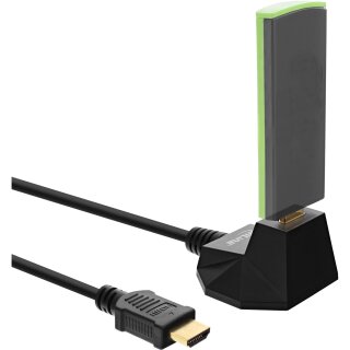InLine HDMI Verlngerung mit Standfu, HDMI-High Speed mit Ethernet, 4K2K, Stecker / Buchse, schwarz / gold, 1m