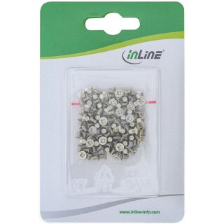 100er Pack InLine® Schraubenset, für 2,5 Festplatte / SSD, 3mm, flacher Senkkopf, silber