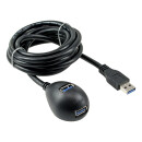InLine® USB 3.2 Cable Type A male to A female + Power with Stand black 1m