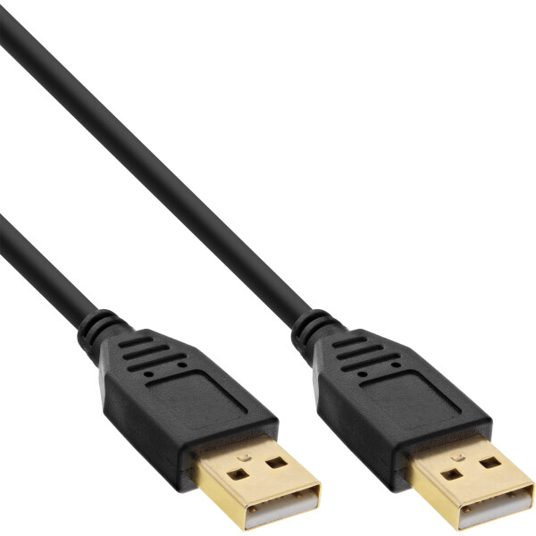 InLine® USB 2.0 cable, AM/AM, black, gold plated contacts, 1m