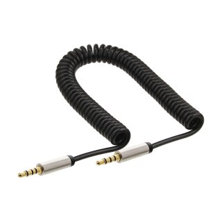InLine® Slim Audio Spiralkabel Klinke 3,5mm ST/ST, 4-polig, Stereo, 0,5m
