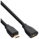 InLine® Micro-USB extension cable, USB 2.0 Micro-B M/F, black/gold, 5m