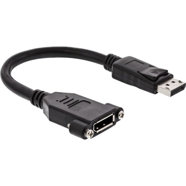 InLine® DisplayPort male to female with flange cable 0.2m, black