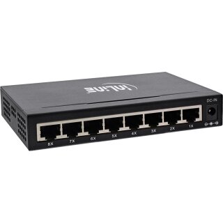 InLine® Netzwerk Switch 8-Port, Gigabit Ethernet, 10/100/1000MBit/s, Desktop, Metall, lüfterlos, geschirmte Ports