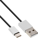InLine® USB 2.0 Cable, Type C plug to A plug, black/alu, flexible, 1m