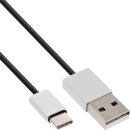 InLine® USB 2.0 Cable, Type C plug to A plug, black/alu, flexible, 3m