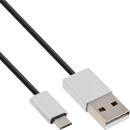 InLine® Micro-USB 2.0 Cable, USB-A plug to Micro-B plug, black/alu, flexible, 1m