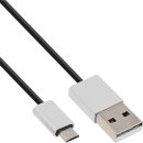 InLine® Micro-USB 2.0 Cable, USB-A plug to Micro-B plug, black/alu, flexible, 1.5m